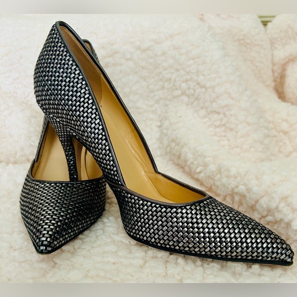 Kate Spade Metallic Gunmetal Woven textured Women's Heels Size 7.5 - Picture 5 of 9
